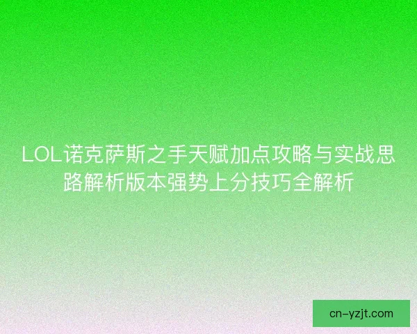 LOL诺克萨斯之手天赋加点攻略与实战思路解析版本强势上分技巧全解析