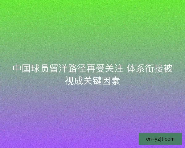 中国球员留洋路径再受关注 体系衔接被视成关键因素
